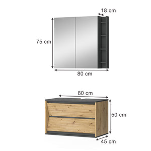 Vicco Set di mobili da bagno Artigiano 2 parti