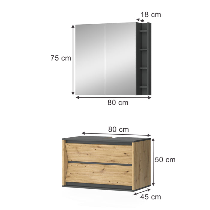 Vicco Set di mobili da bagno Artigiano 2 parti