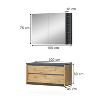 Vicco Set di mobili da bagno Antracite/Artisan 2 parti