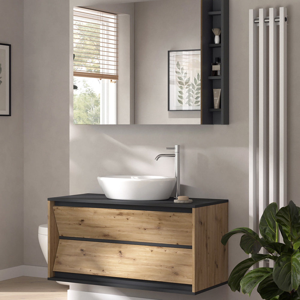 Vicco Set di mobili da bagno Antracite/Artisan 2 parti