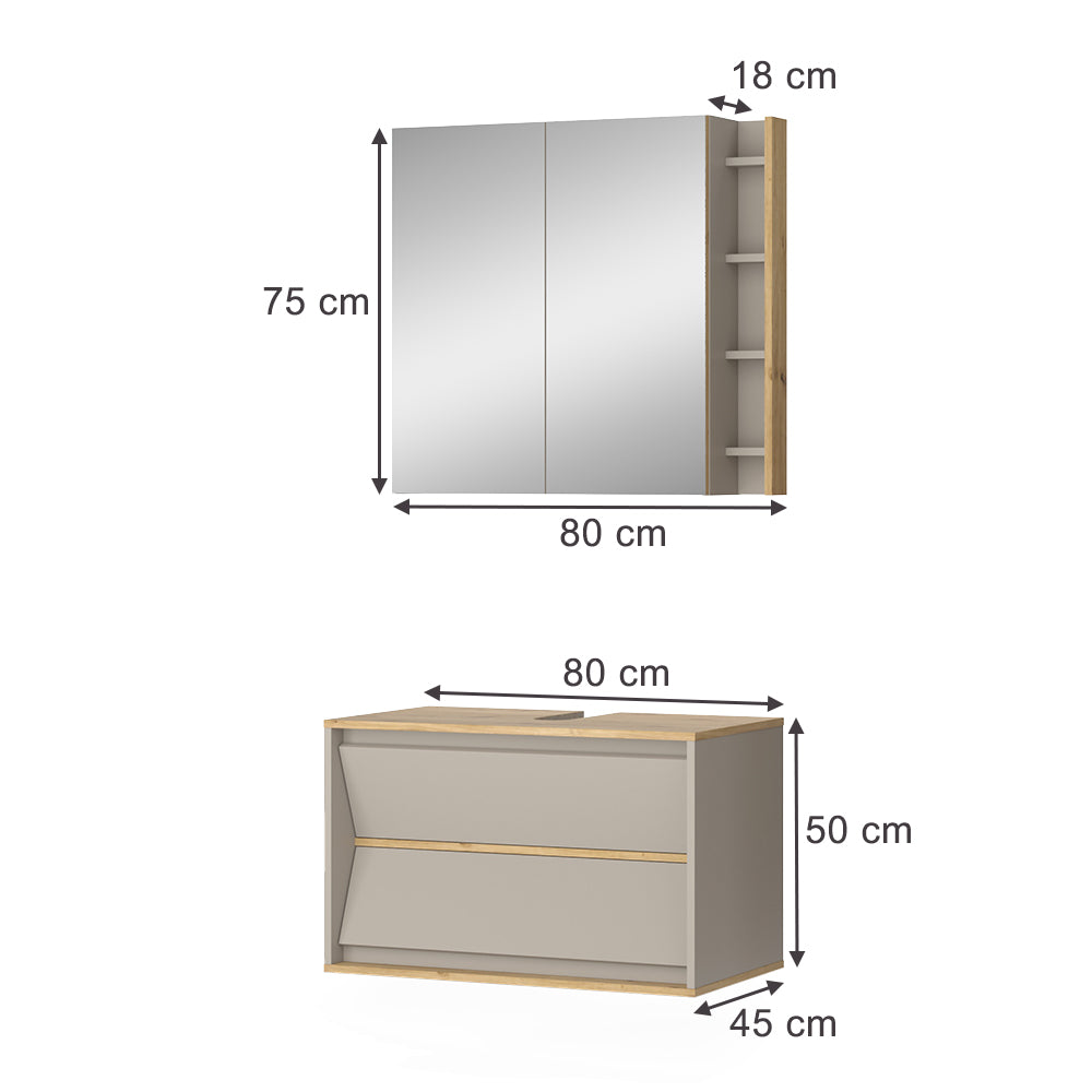 Vicco Set di mobili da bagno Cachemire 2 parti