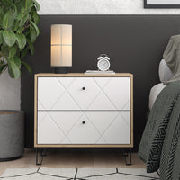 Vicco Comodino camera da letto Artigianale/Bianco 66 x 60.2 cm con 2 cassetti