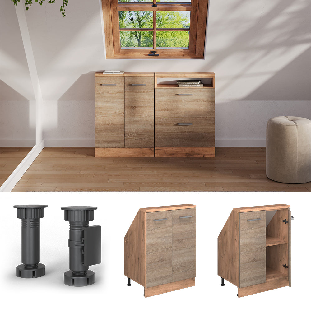 Vicco Mobile cucina sottotetto Rovere Sonoma/Goldkraft 60 cm con 2 porte