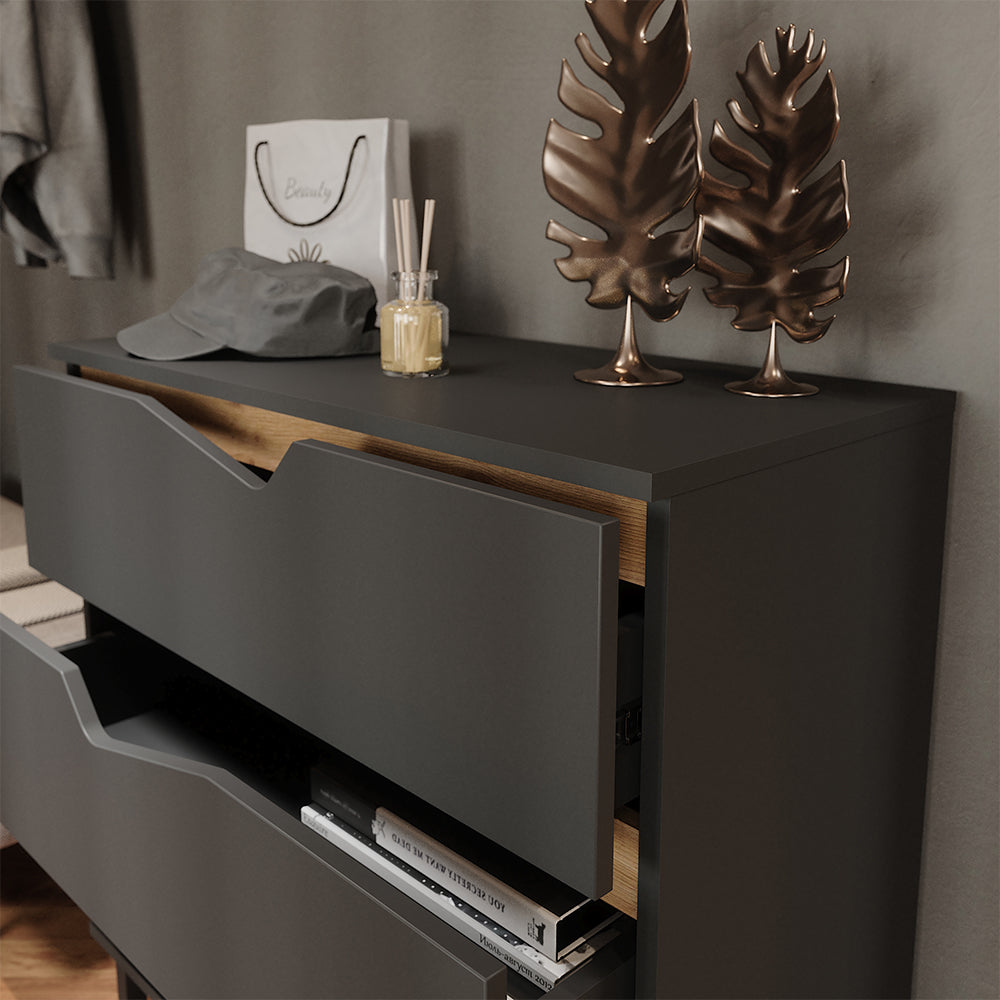 Vicco Cassettiera per camera da letto Antracite/Artisan 80 x 81.2 cm con 3 cassetti