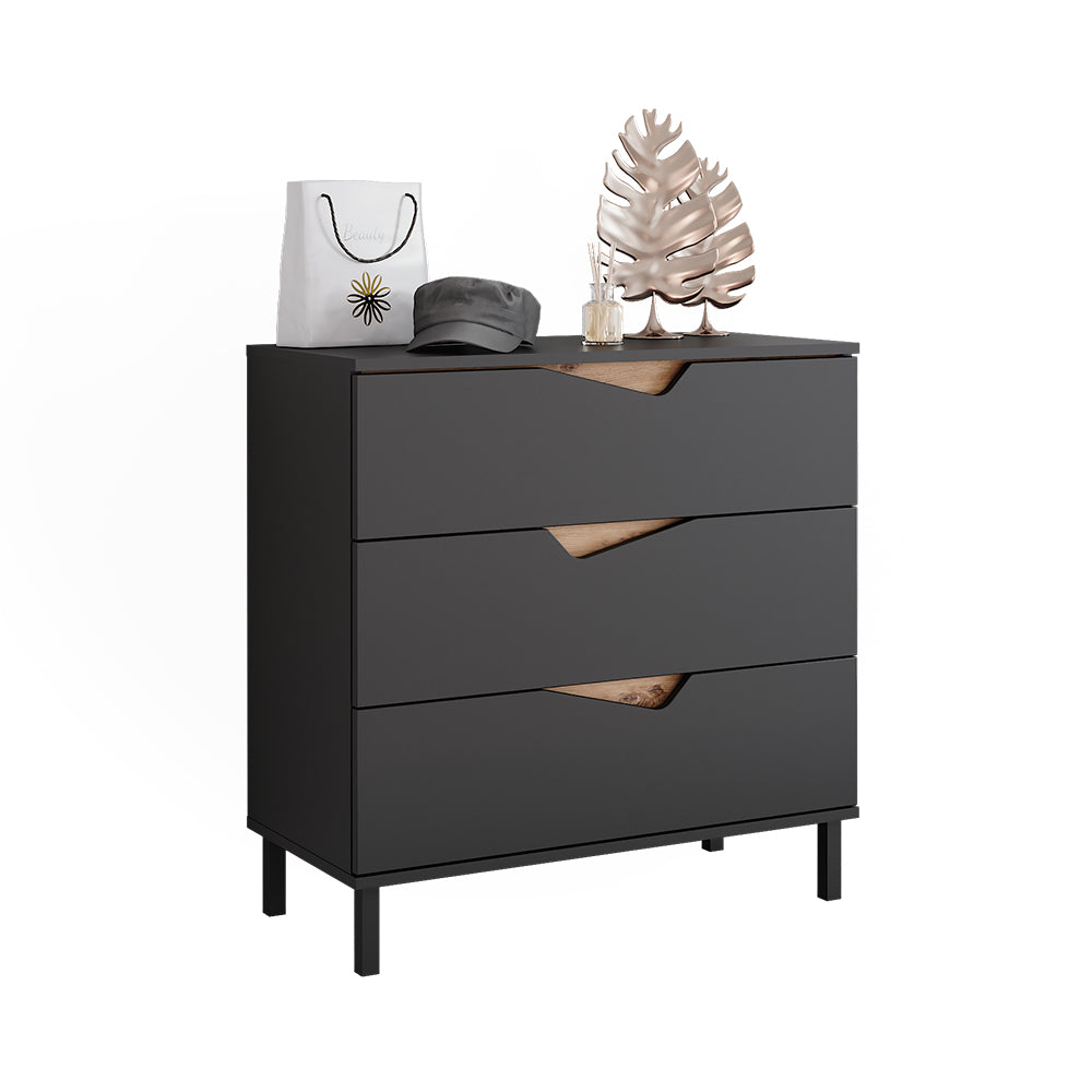 Vicco Cassettiera per camera da letto Antracite/Artisan 80 x 81.2 cm con 3 cassetti