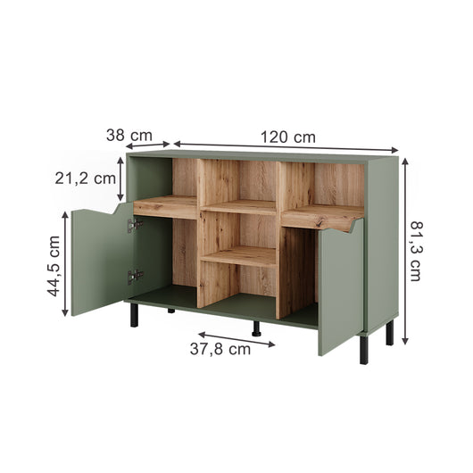 Vicco Credenza Verde/Artigianale 120 x 81.3 cm con 2 porte