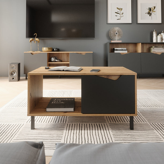 Vicco Tavolino da salotto Antracite/Artisan 90 x 50 cm con 1 porta