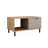 Vicco Tavolino da salotto Greige/rovere artigianale 90 x 50 cm con 1 porta