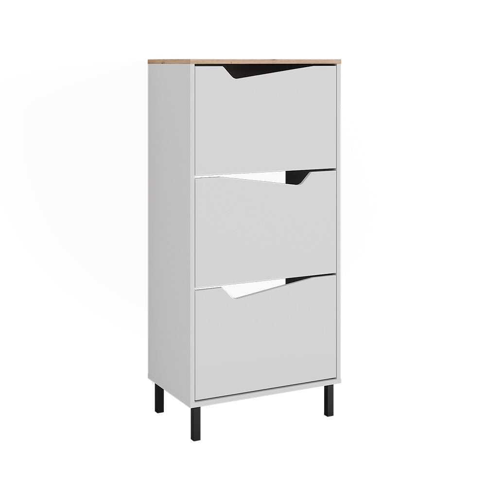 Vicco Scarpiera da ingresso Bianco/Artisan 60 x 129.5 cm con 3 scomparti