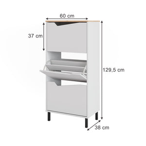 Vicco Scarpiera da ingresso Bianco/Artisan 60 x 129.5 cm con 3 scomparti