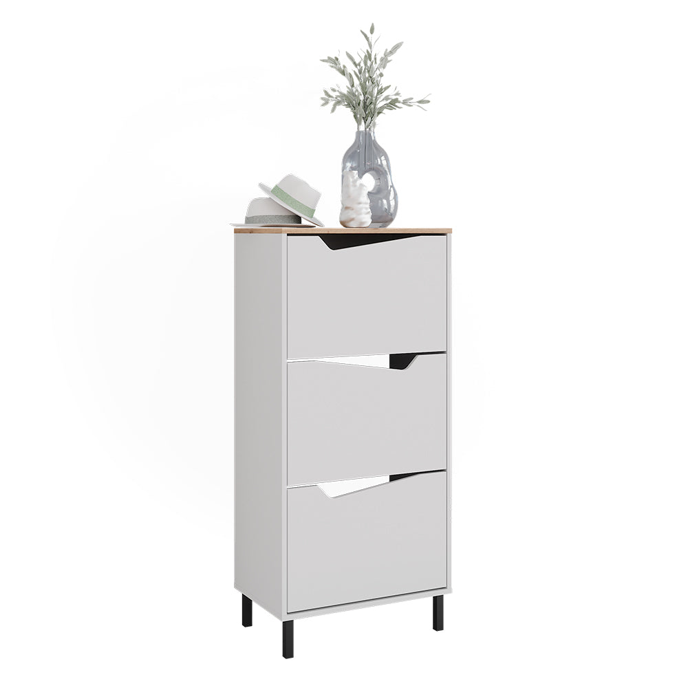 Vicco Scarpiera da ingresso Bianco/Artisan 60 x 129.5 cm con 3 scomparti