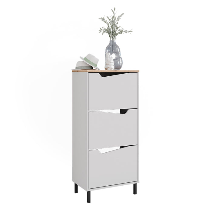 Vicco Scarpiera da ingresso Bianco/Artisan 60 x 129.5 cm con 3 scomparti