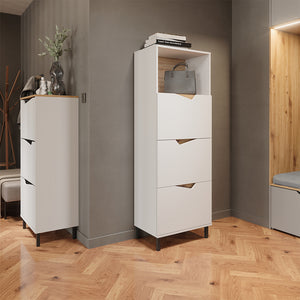 Vicco Scarpiera da ingresso Bianco/Artisan 60 x 129.5 cm con 3 scomparti