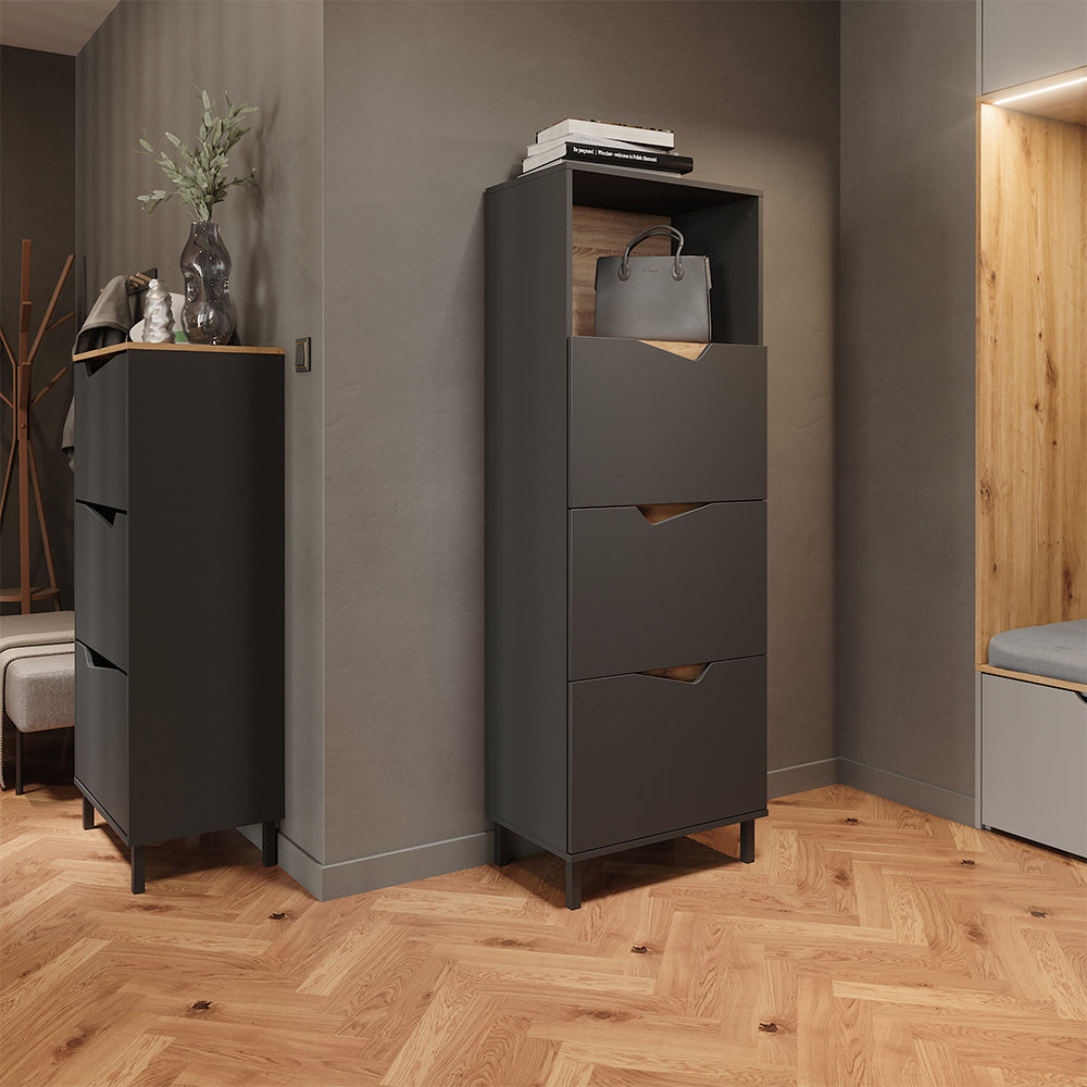 Vicco Scarpiera da ingresso Antracite/Artisan 60 x 129.5 cm con 3 scomparti