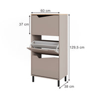 Vicco Scarpiera da ingresso Greige/rovere artigianale 60 x 129.5 cm con 3 scomparti