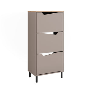 Vicco Scarpiera da ingresso Greige/rovere artigianale 60 x 129.5 cm con 3 scomparti