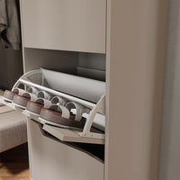 Vicco Scarpiera da ingresso Greige/rovere artigianale 60 x 129.5 cm con 3 scomparti