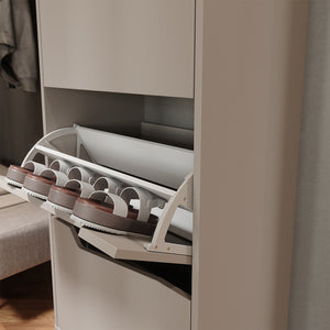 Vicco Scarpiera da ingresso Greige/rovere artigianale 60 x 129.5 cm con 3 scomparti