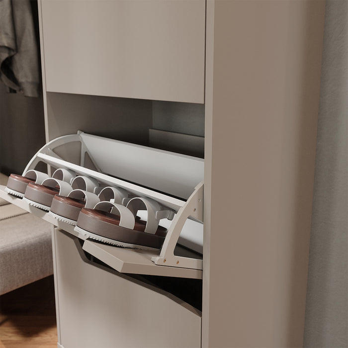 Vicco Scarpiera da ingresso Greige/rovere artigianale 60 x 129.5 cm con 3 scomparti