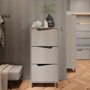 Vicco Scarpiera da ingresso Greige/rovere artigianale 60 x 129.5 cm con 3 scomparti