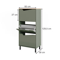 Vicco Scarpiera da ingresso Verde/Artigianale 60 x 129.5 cm con 3 scomparti