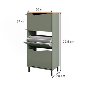 Vicco Scarpiera da ingresso Verde/Artigianale 60 x 129.5 cm con 3 scomparti
