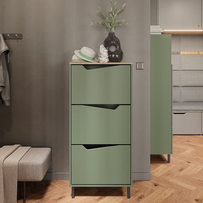 Vicco Scarpiera da ingresso Verde/Artigianale 60 x 129.5 cm con 3 scomparti