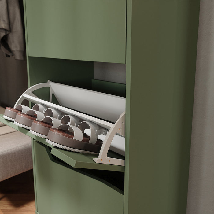 Vicco Scarpiera da ingresso Verde/Artigianale 60 x 129.5 cm con 3 scomparti