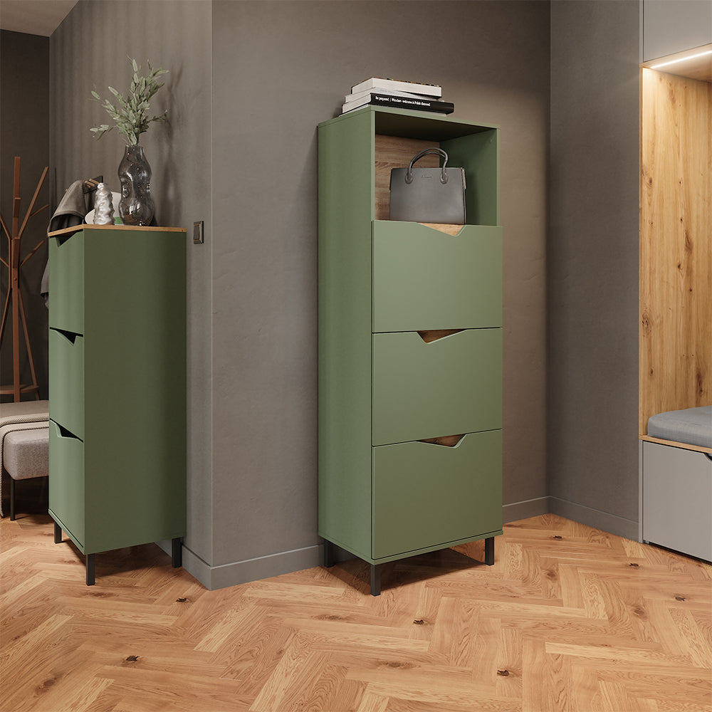 Vicco Scarpiera da ingresso Verde/Artigianale 60 x 129.5 cm con 3 scomparti