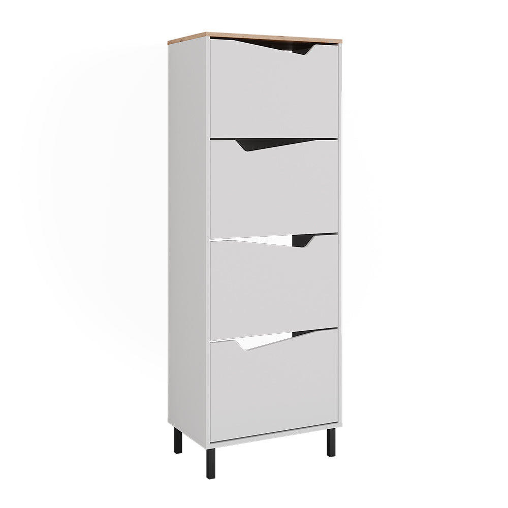 Vicco Scarpiera da ingresso Bianco/Artisan 60 x 167.4 cm con 4 scomparti