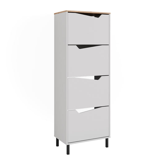 Vicco Scarpiera da ingresso Bianco/Artisan 60 x 167.4 cm con 4 scomparti