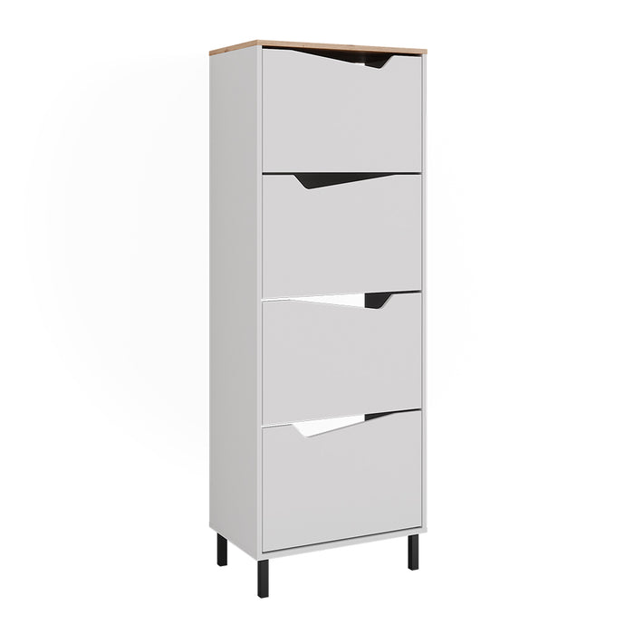 Vicco Scarpiera da ingresso Bianco/Artisan 60 x 167.4 cm con 4 scomparti