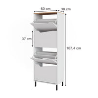 Vicco Scarpiera da ingresso Bianco/Artisan 60 x 167.4 cm con 4 scomparti