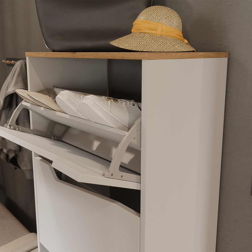 Vicco Scarpiera da ingresso Bianco/Artisan 60 x 167.4 cm con 4 scomparti