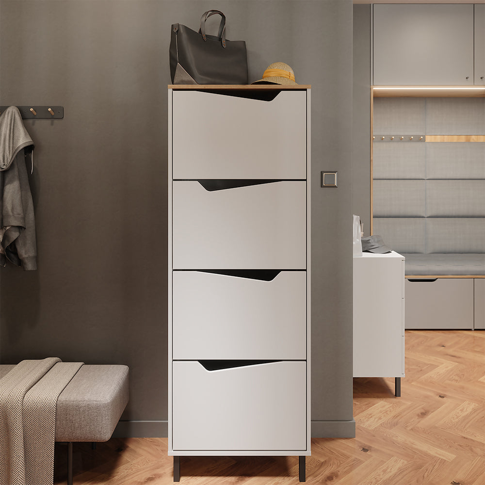 Vicco Scarpiera da ingresso Bianco/Artisan 60 x 167.4 cm con 4 scomparti