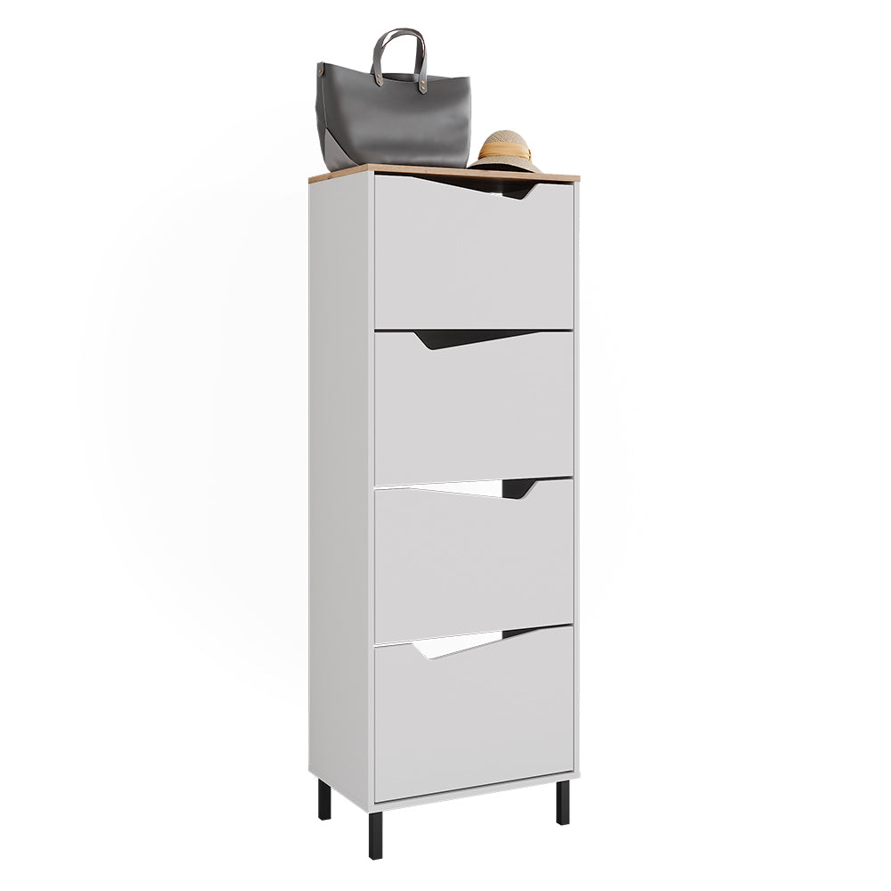 Vicco Scarpiera da ingresso Bianco/Artisan 60 x 167.4 cm con 4 scomparti