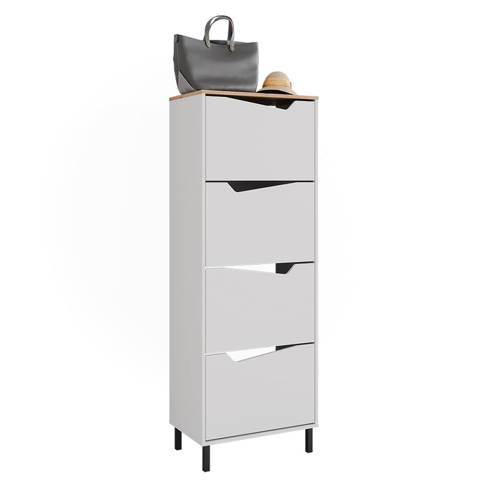 Vicco Scarpiera da ingresso Bianco/Artisan 60 x 167.4 cm con 4 scomparti