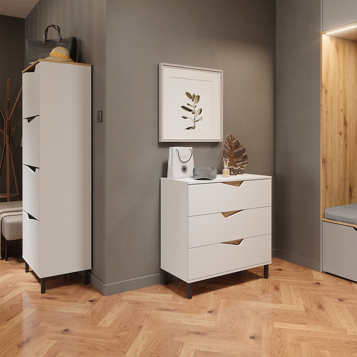 Vicco Scarpiera da ingresso Bianco/Artisan 60 x 167.4 cm con 4 scomparti