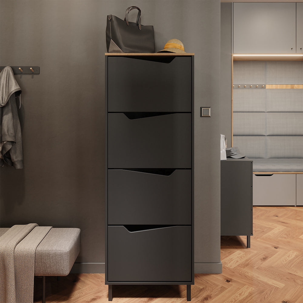 Vicco Scarpiera da ingresso Antracite/Artisan 60 x 167.4 cm con 4 scomparti