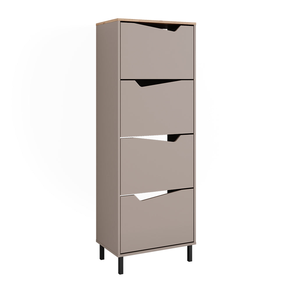 Vicco Scarpiera da ingresso Greige/rovere artigianale 60 x 167.4 cm con 4 scomparti