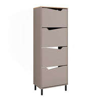 Vicco Scarpiera da ingresso Greige/rovere artigianale 60 x 167.4 cm con 4 scomparti