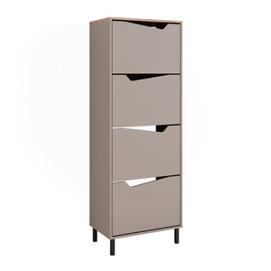 Vicco Scarpiera da ingresso Greige/rovere artigianale 60 x 167.4 cm con 4 scomparti