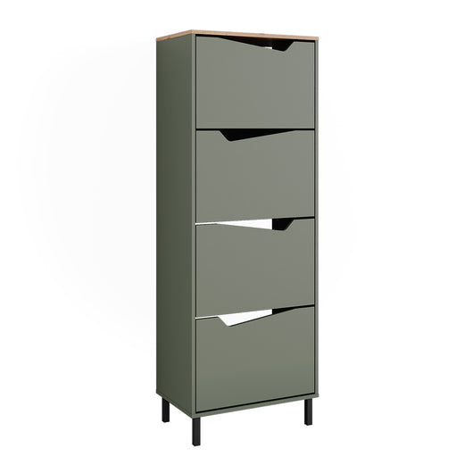 Vicco Scarpiera da ingresso Verde/Artigianale 60 x 167.4 cm con 4 scomparti