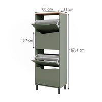 Vicco Scarpiera da ingresso Verde/Artigianale 60 x 167.4 cm con 4 scomparti