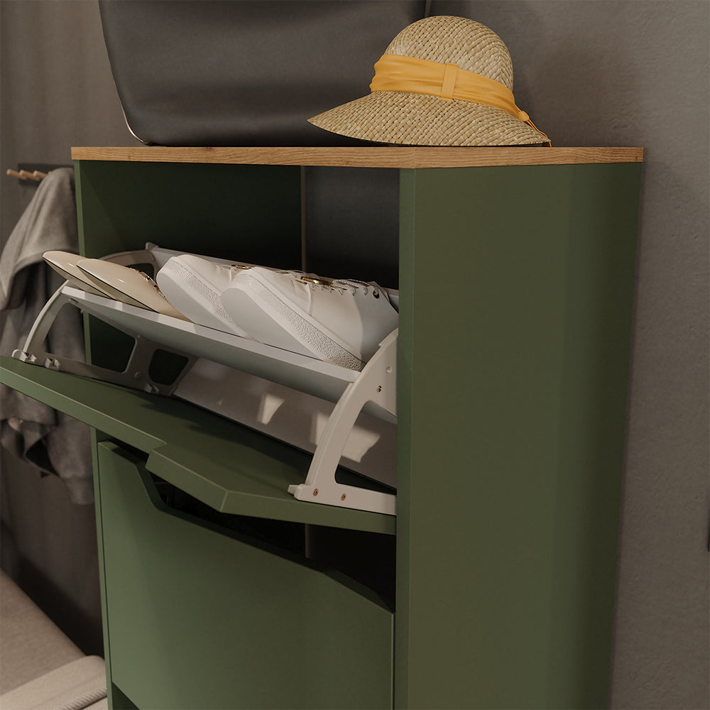 Vicco Scarpiera da ingresso Verde/Artigianale 60 x 167.4 cm con 4 scomparti