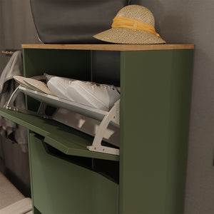 Vicco Scarpiera da ingresso Verde/Artigianale 60 x 167.4 cm con 4 scomparti