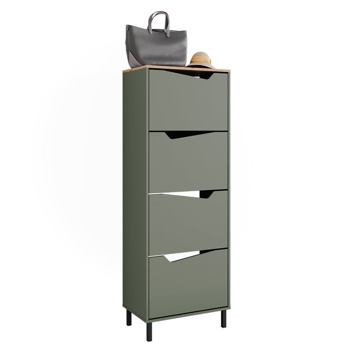 Vicco Scarpiera da ingresso Verde/Artigianale 60 x 167.4 cm con 4 scomparti