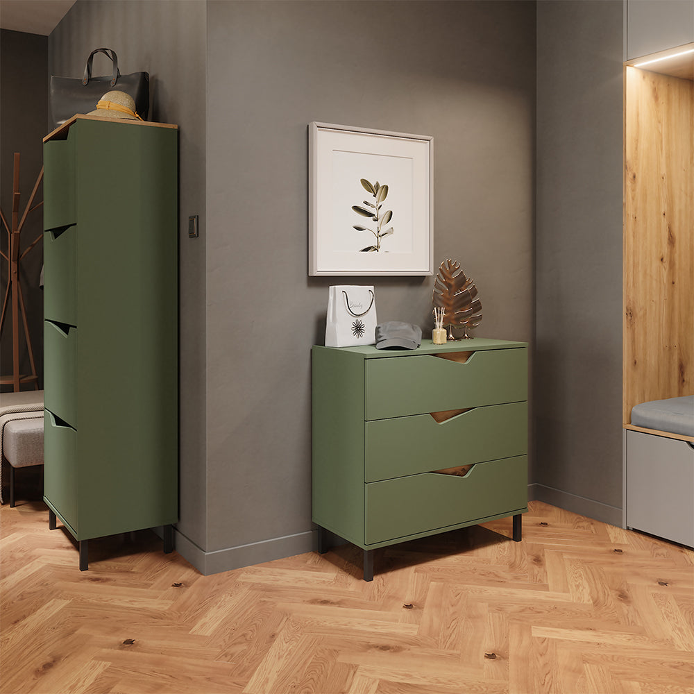 Vicco Scarpiera da ingresso Verde/Artigianale 60 x 167.4 cm con 4 scomparti