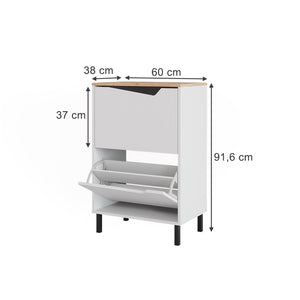 Vicco Scarpiera da ingresso Bianco/Artisan 60 x 91.6 cm con 2 scomparti