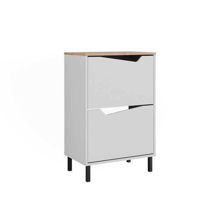 Vicco Scarpiera da ingresso Bianco/Artisan 60 x 91.6 cm con 2 scomparti